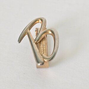 Vintage Swank Tie Clip Letter B Initials Monogram Metallic Retro MCM 1.5 inch